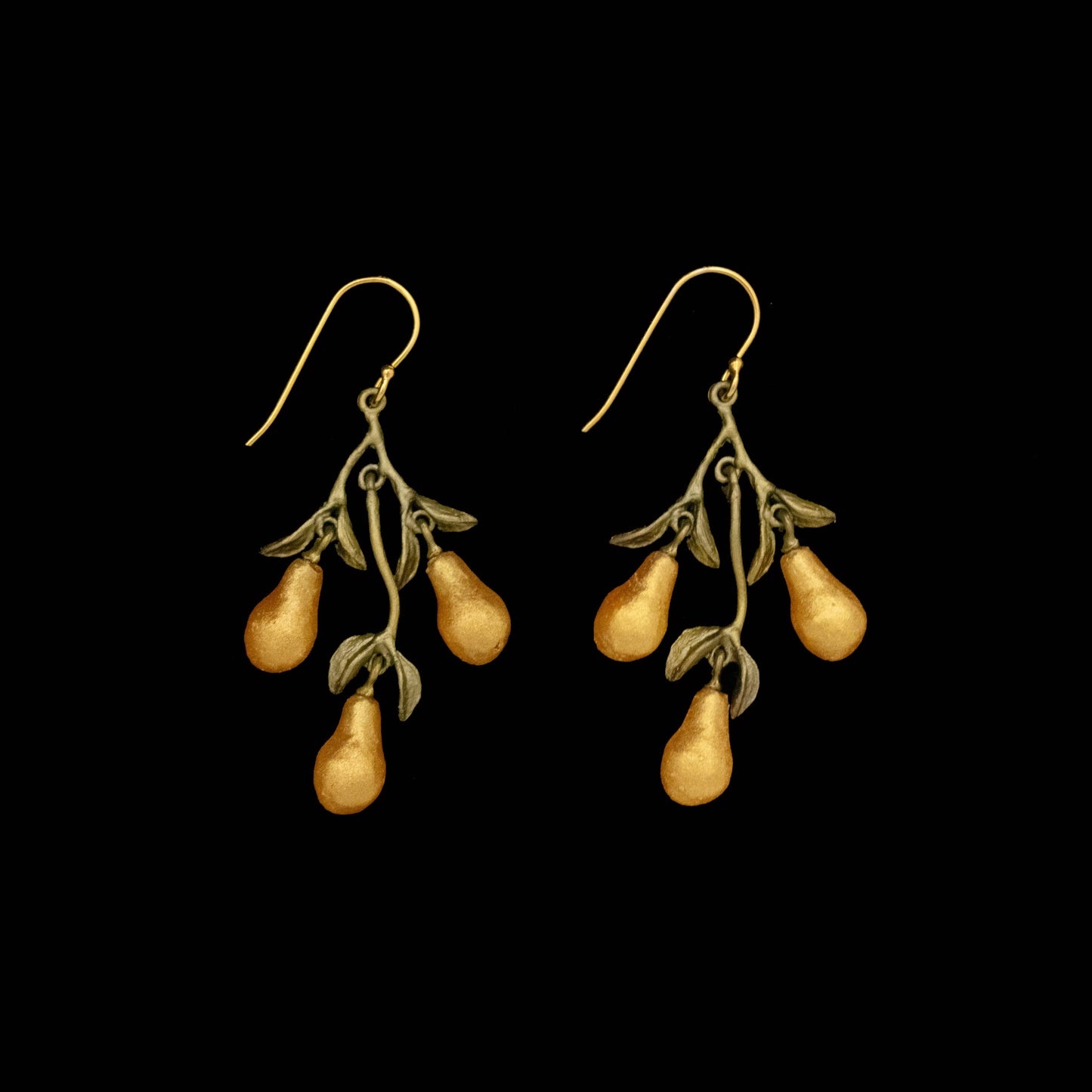 Golden Pear 3-Drop Wire Earrings