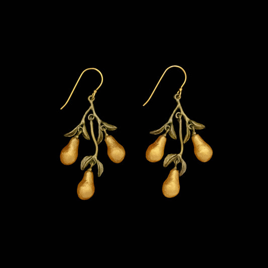 Golden Pear 3-Drop Wire Earrings