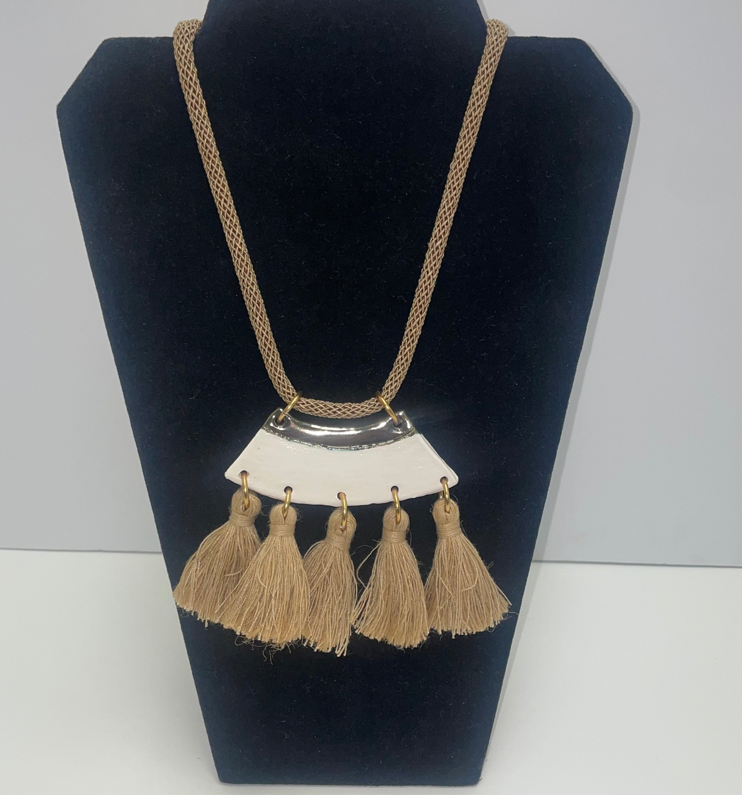 Ceramic Tassel Necklace by Gail Williams