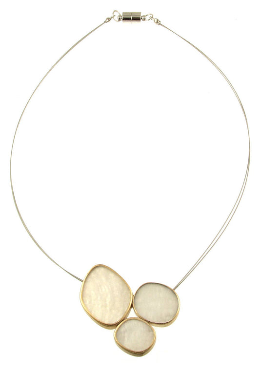 White/Gold 3 Piece Pendant Necklace