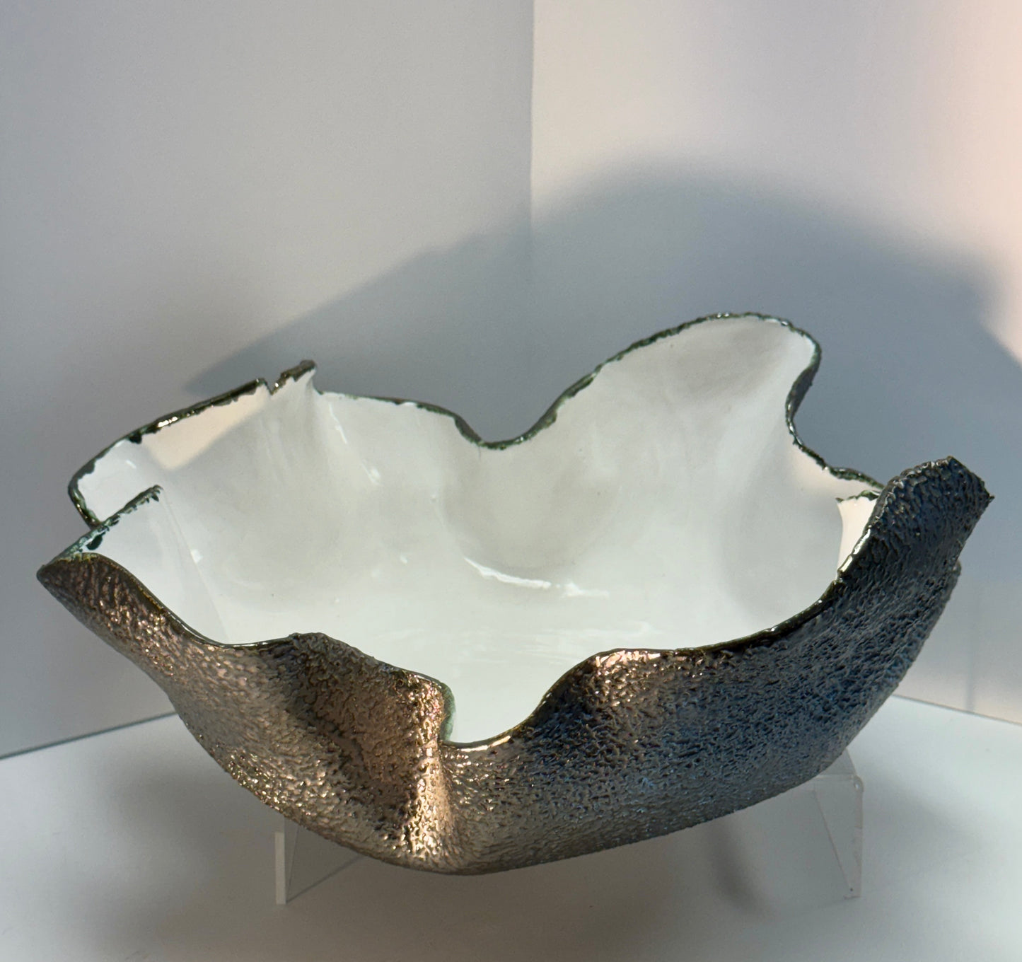 Metallic & White Fold Bowl by Gail Williams