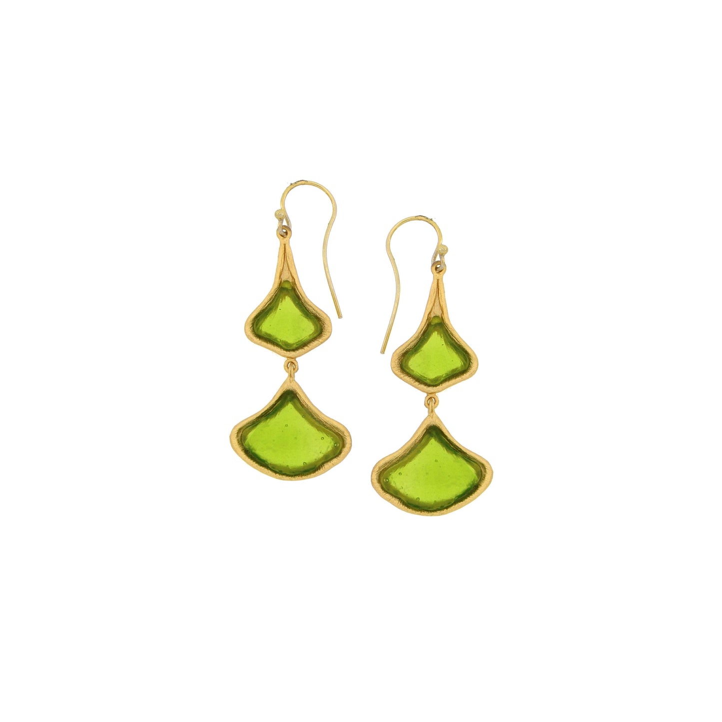 Ginkgo 2-Leaf Drop Wire Earrings