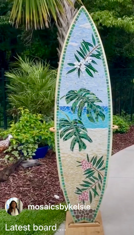 “Mosaic Surfboard” by Kelsie Hornby