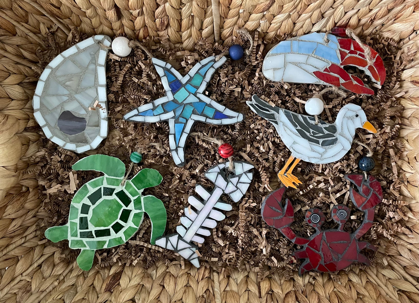 Coastal Mosaic Ornaments by Kelsie Hornby