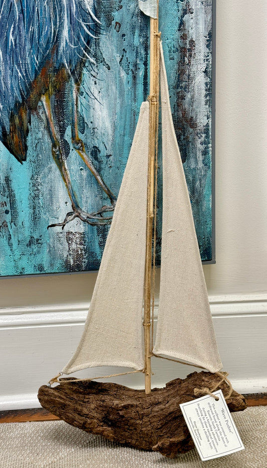 Driftwood Sailboat “Wave Pusher” by Elaine Hinchman