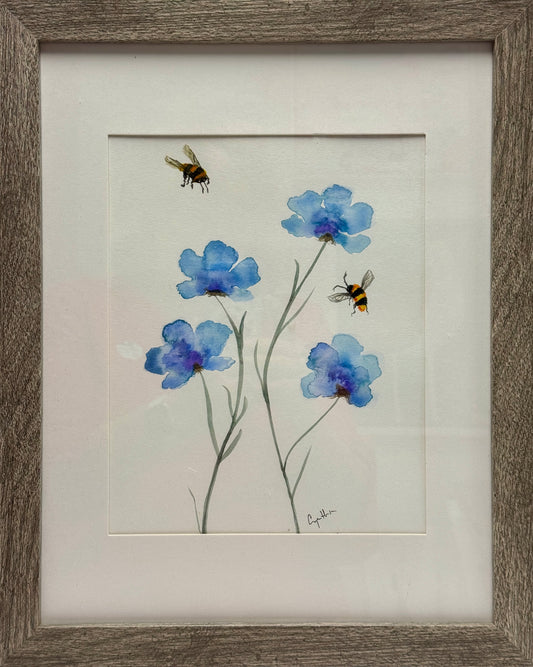 “Flowers and Bees Original” by Cynthia Diehl