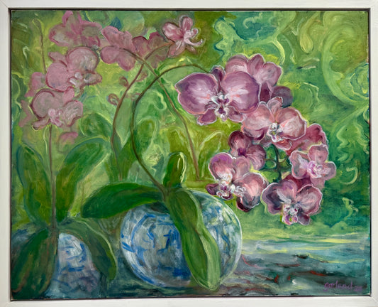 “Purple Orchids in Chinese Pot” by Garland Mattox