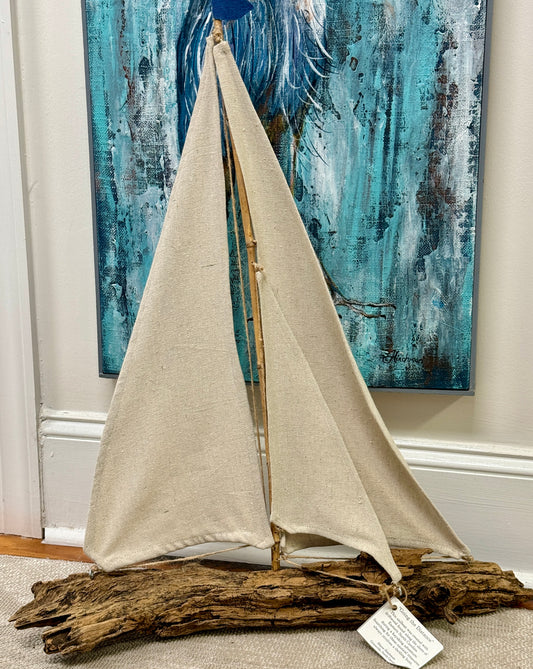 Driftwood Sailboat “Going the Distance” by Elaine Hinchman