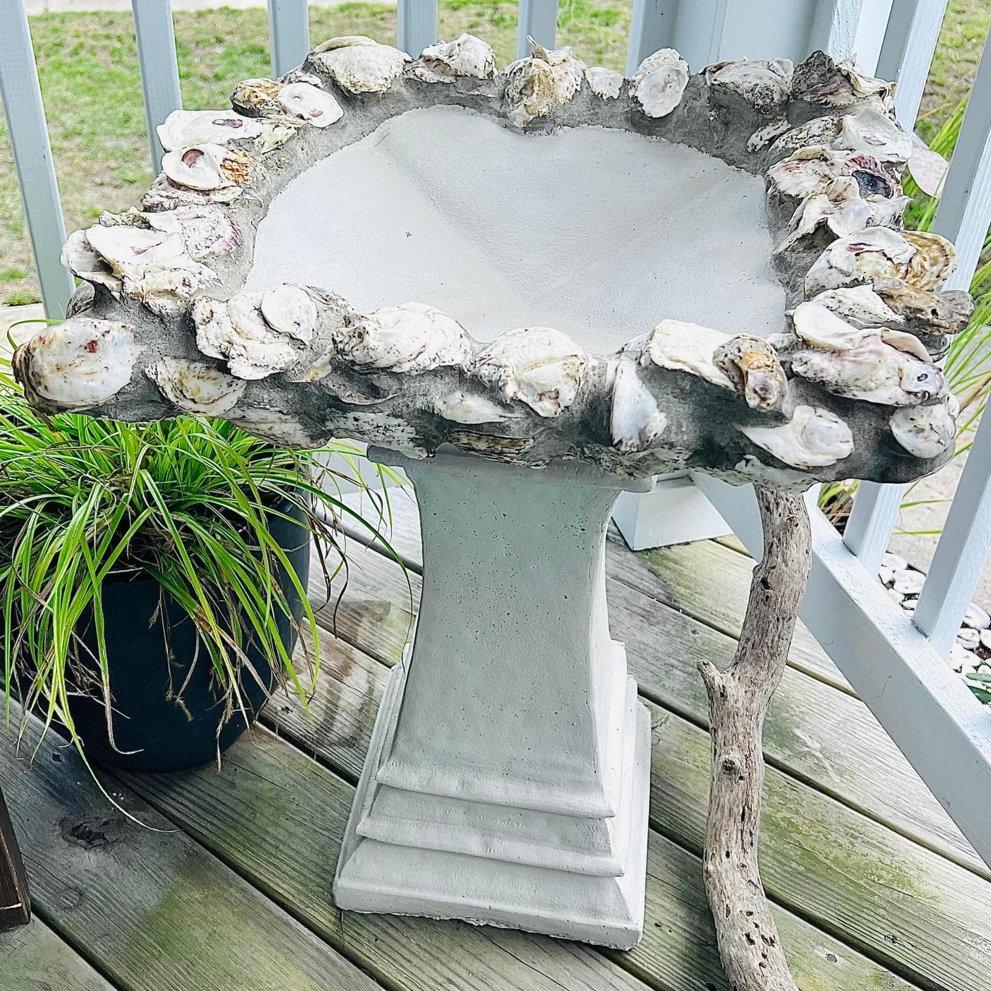 Oyster Birdbath by Allyson Gray Edwards