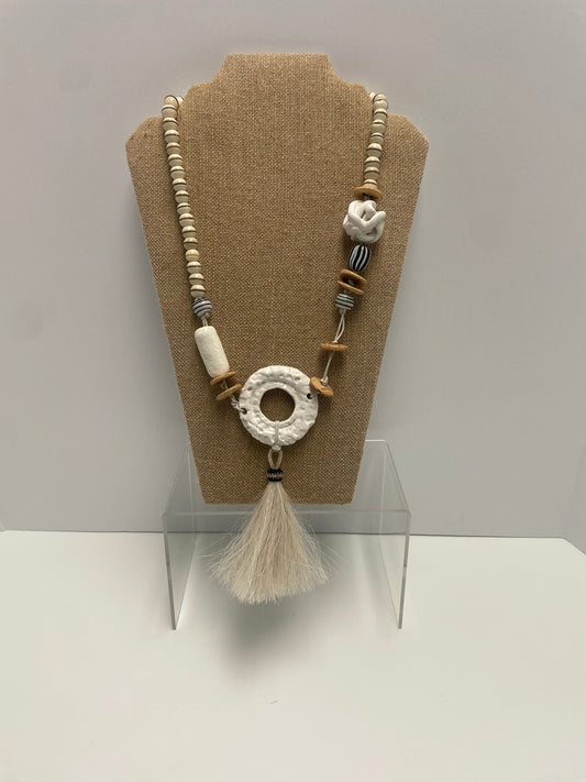 Bone Beads with Wood Necklace by Gail Williams