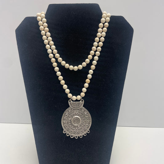 Silver Medallion Necklace by Gail Williams