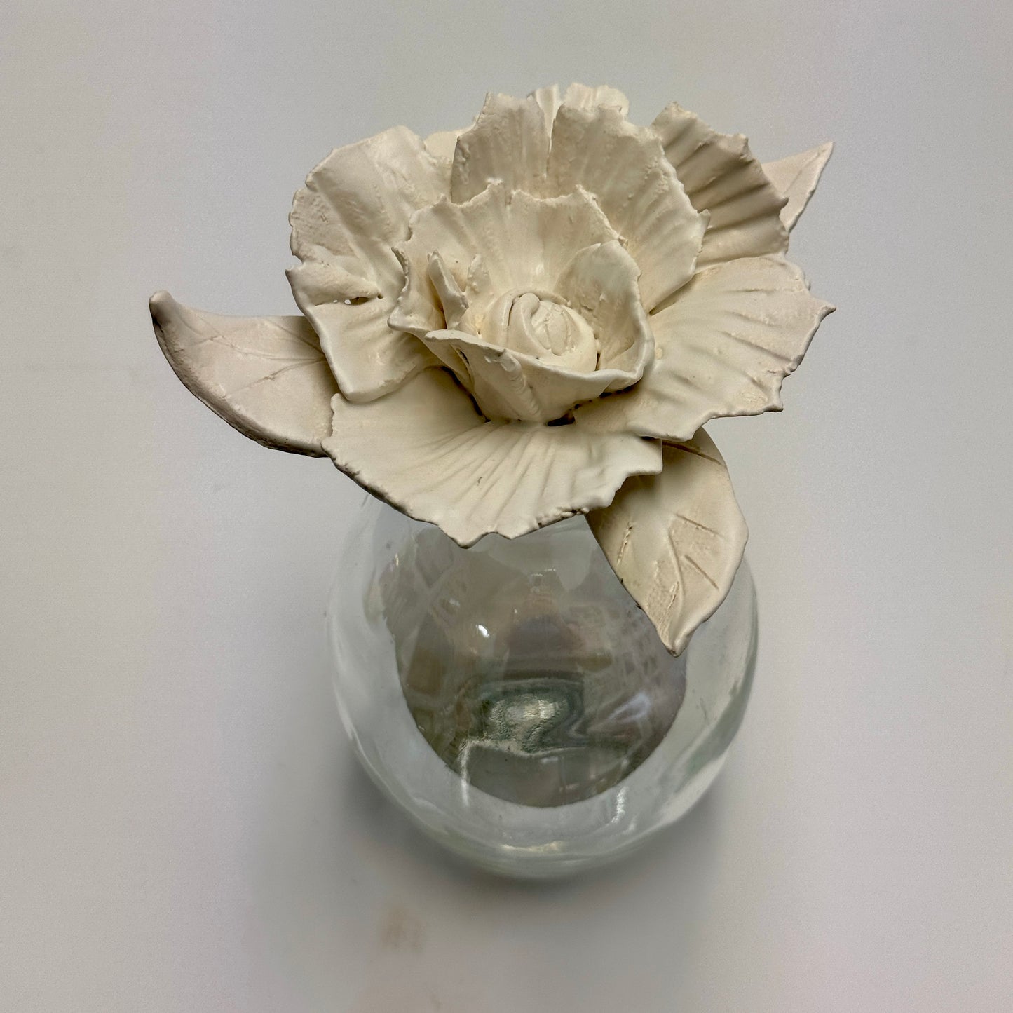 Ceramic Flowers on Iridescent Vases by Gail Williams