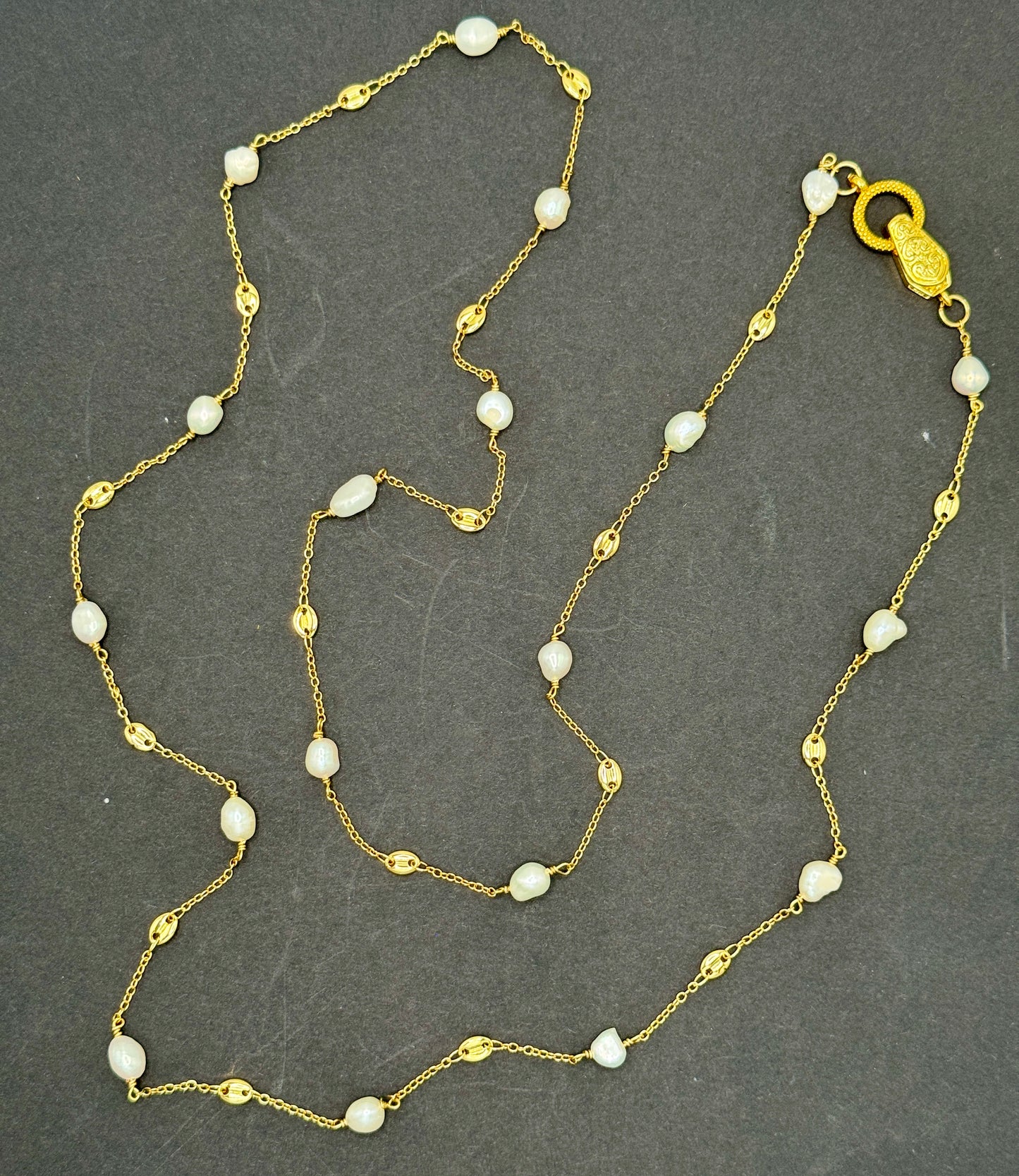 Gold Filled Chain and Pearl Necklace