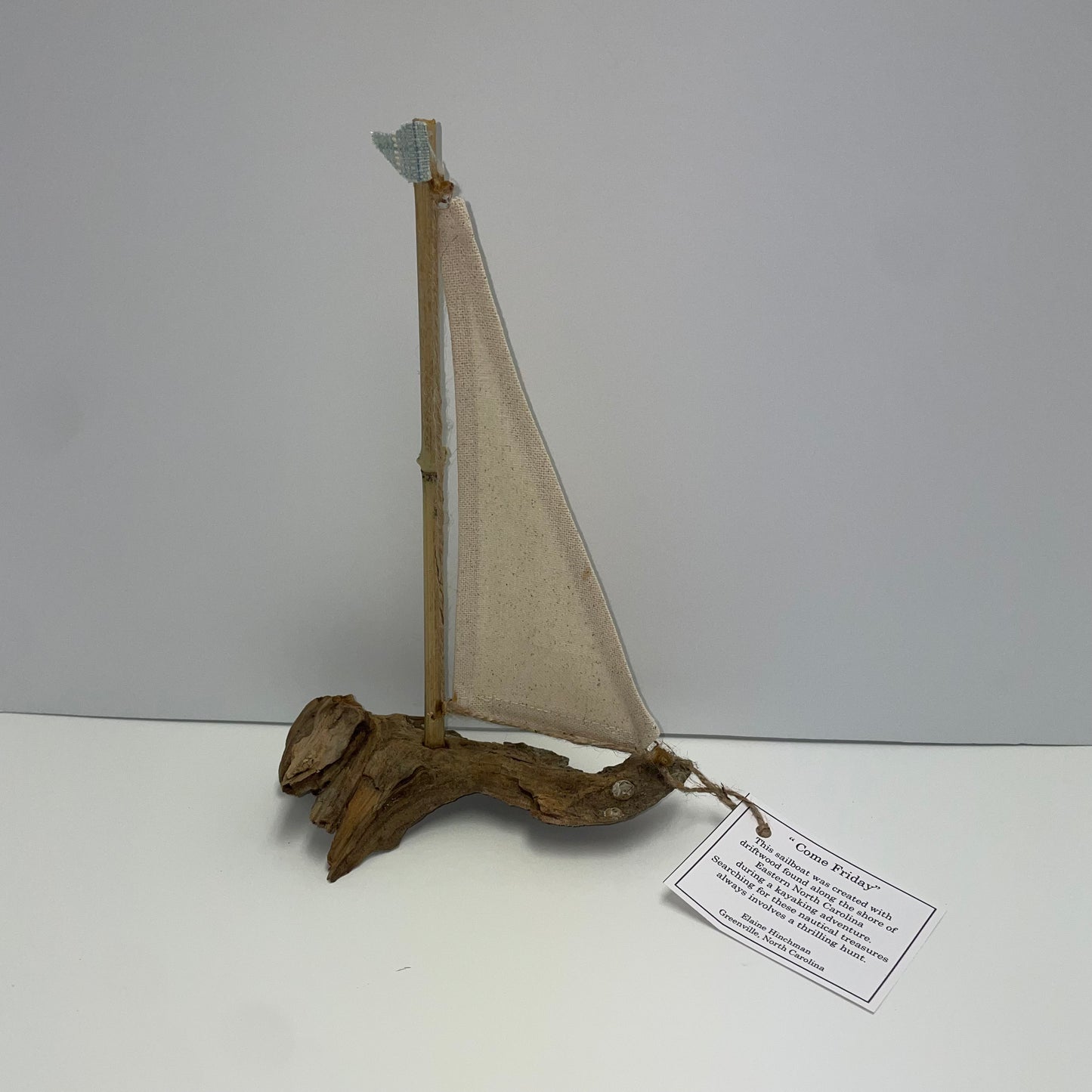 Driftwood Sailboat “Come Friday” by Elaine Hinchman