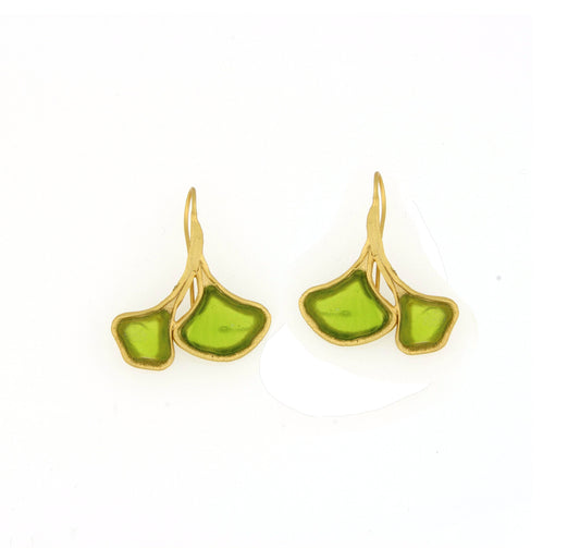 Ginkgo 2-Leaf Frozen Wire Earrings