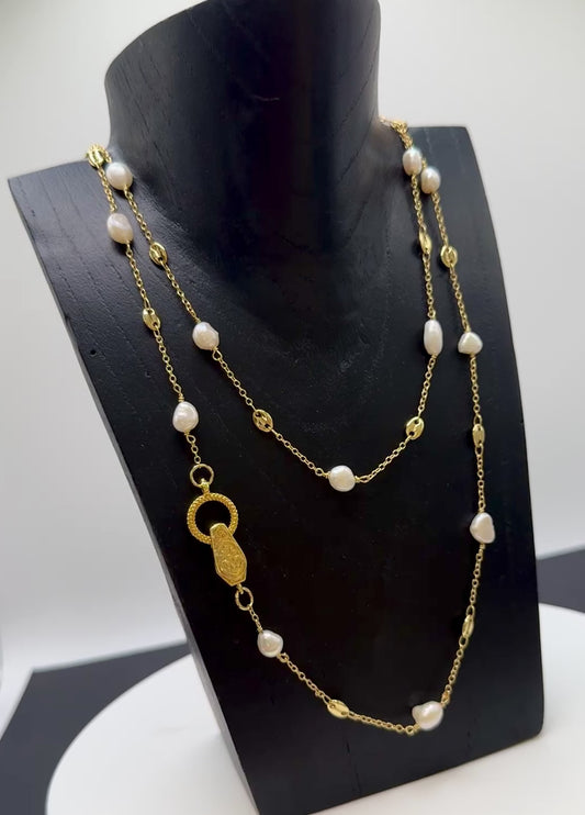 Gold Filled Chain and Pearl Necklace